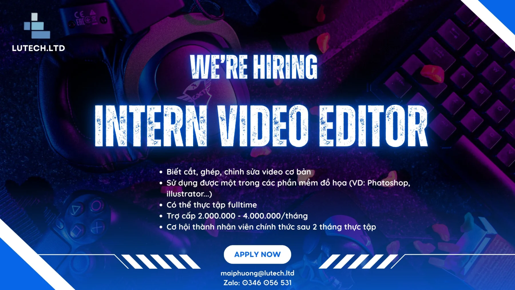 Lutech tuyển Intern Video Editor
